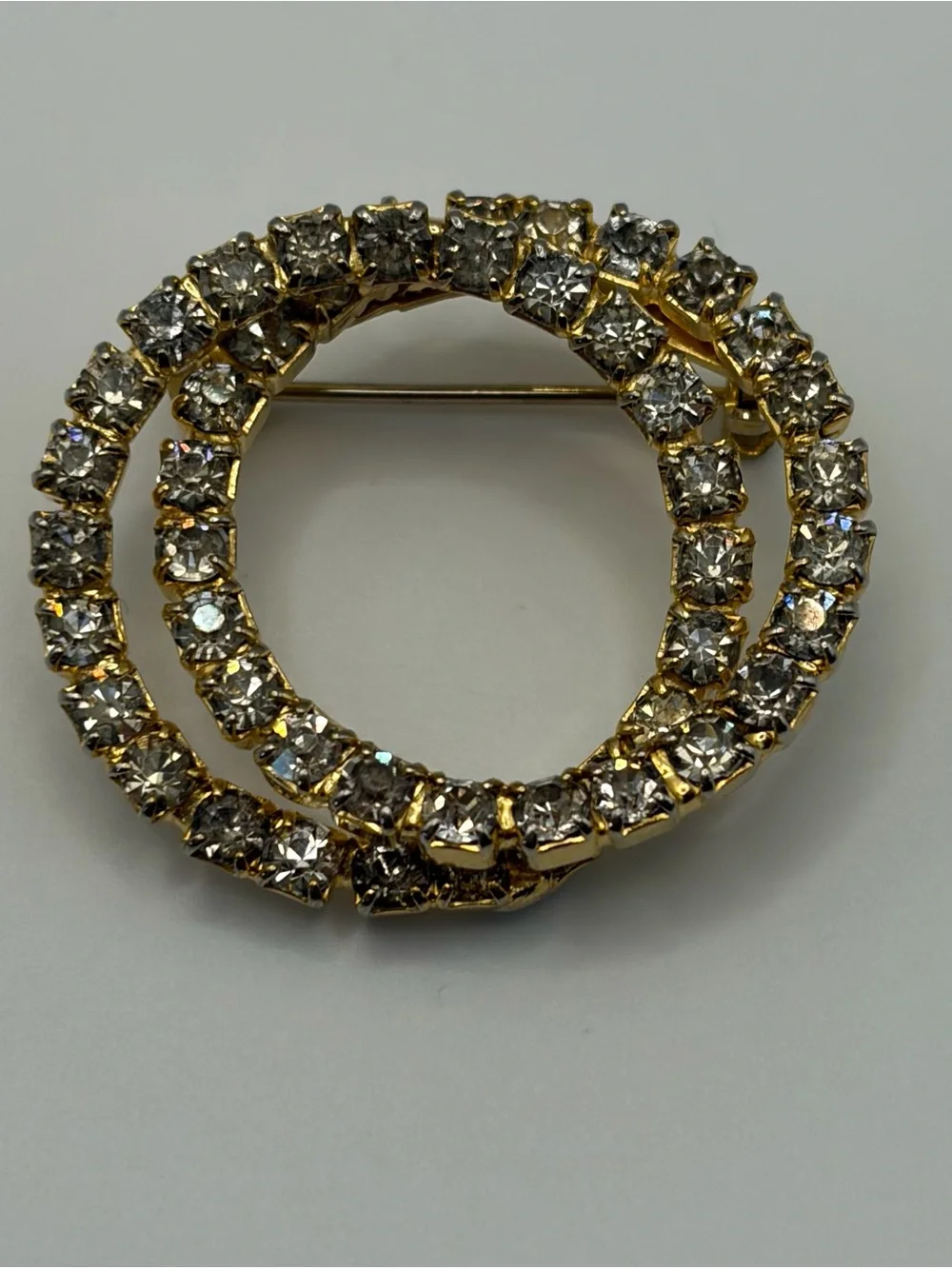 Rhinestone Interlocked Circles Brooch